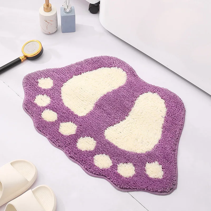 Cute Footprints Big Feet Bath Mats Pads Cartoon Style Toilet Non-slip Rug for Bathroom Carpet Floor Foot Shaped Rug