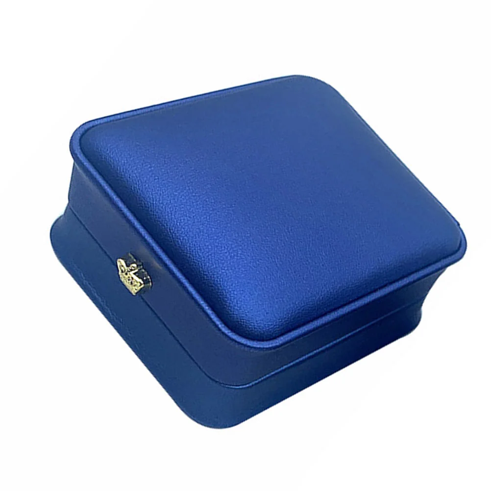

1PC High-grade PU Jewelry Box Pendant Necklace Ring Packing Box (Blue)
