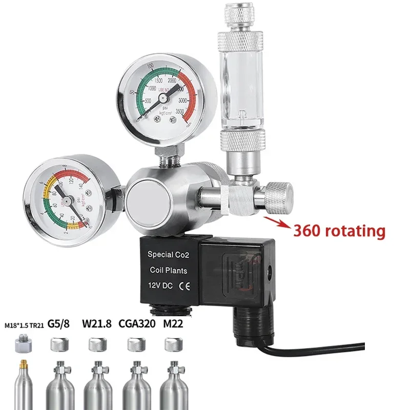 

CO2 Regulator Magnetic Solenoid Kit DIY Aquarium Check Valve Fish Tank Accessories CO2 Control System Reactor Generator Set