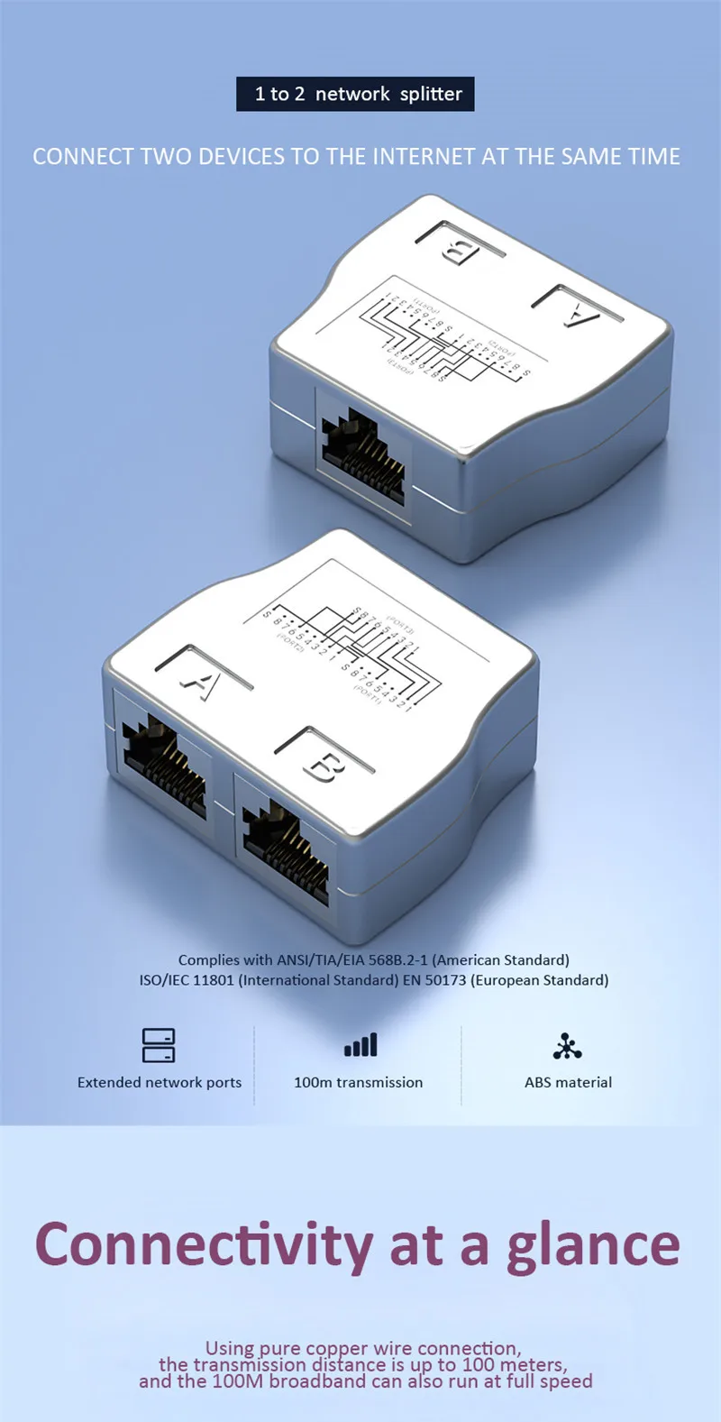 Ethernet Cable 25ft Ethernet Splitter Internet Splitter To