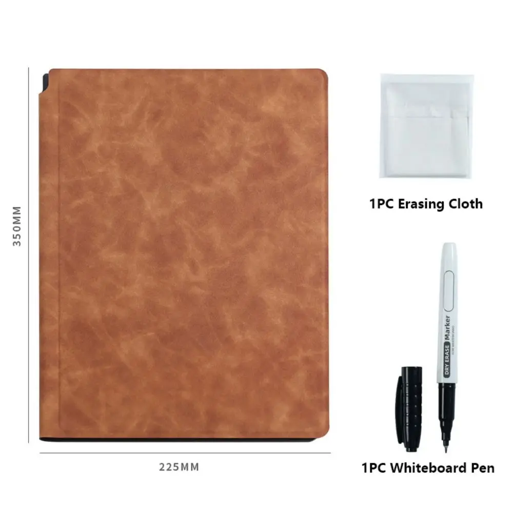 Eco-Friendly Reusable Leather Notebook with Erasable Whiteboard Pages and Accessories