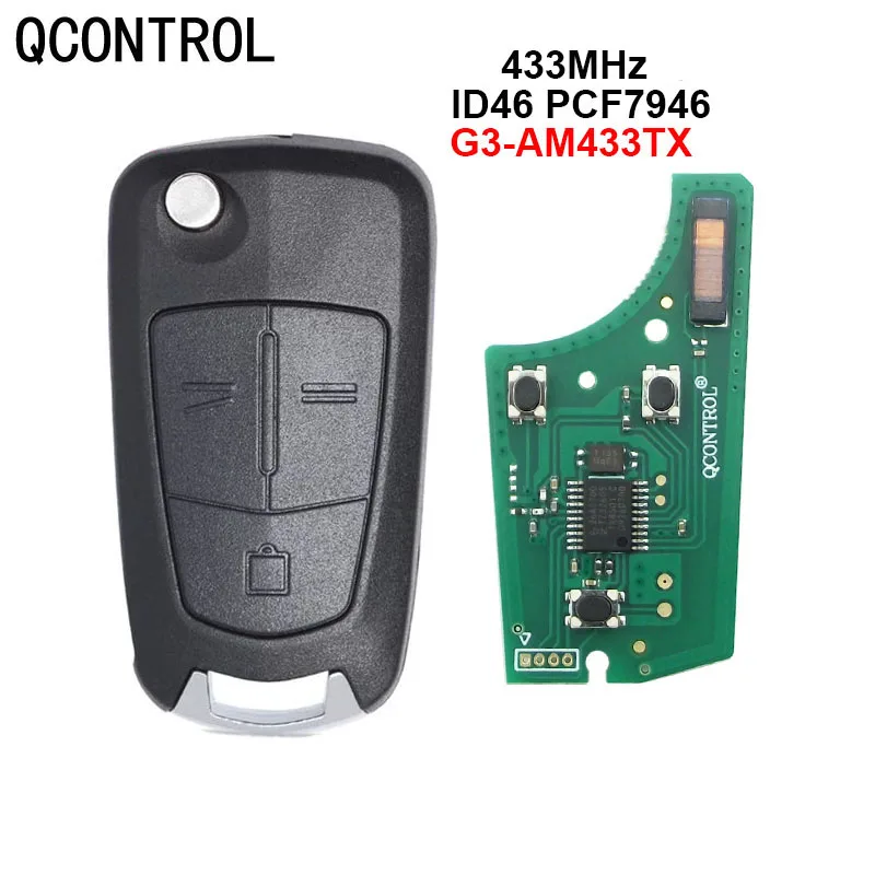 QCONTROL 433MHz G3-AM433TX Remote Key  Suit for Opel/Vauxhall Signium (2005 - 2007) Vectra C (2006 - 2008) ID46 PCF7946 chip