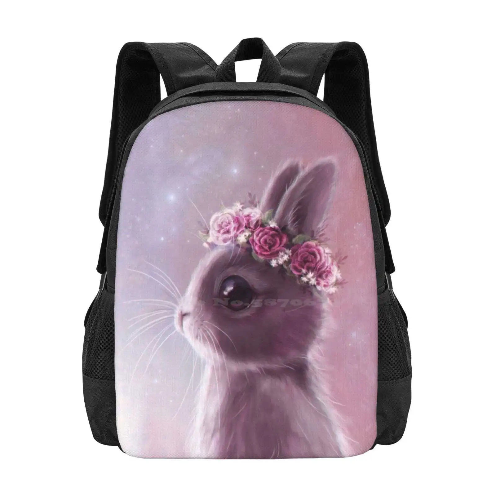 

Школьный ранец Fairy Bunny, вместительный рюкзак для ноутбука, кролик, милый кавайный красивый Волшебный питомец, животные, глаза, пастельные, розы для девочек