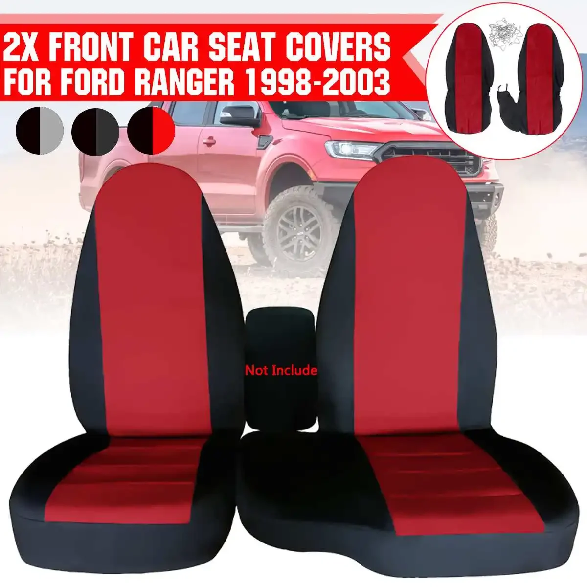 

2PCS For Ford Ranger 60/40 High Back Seat Cover Front Car Seat Cover Cushion No Armrest Cover 1998 1999 2000 2001 2002 2003