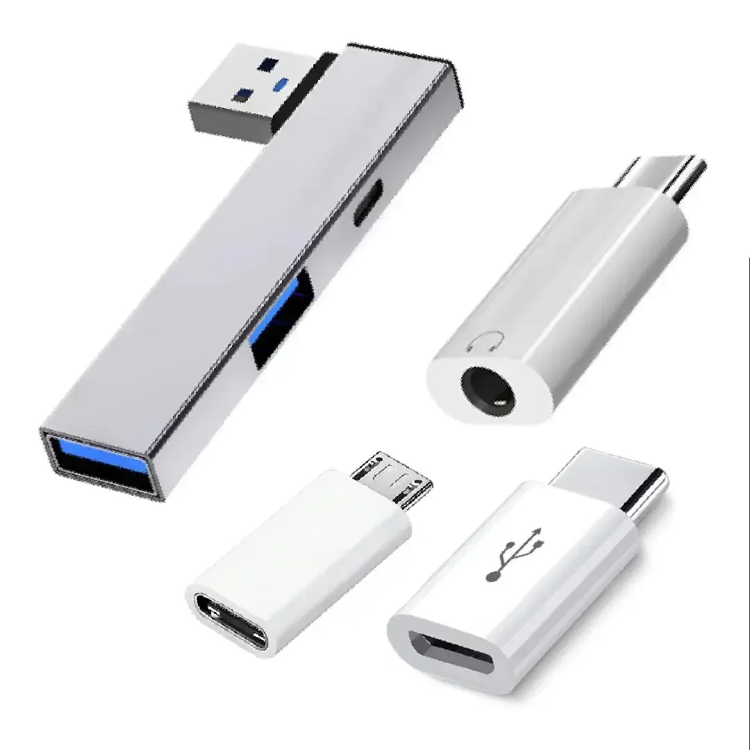 인라인 도킹 스테이션 세트: USB/Type-C 듀얼 포트 3.0 허브 + Type-C - 3.5mm 헤드폰 어댑터