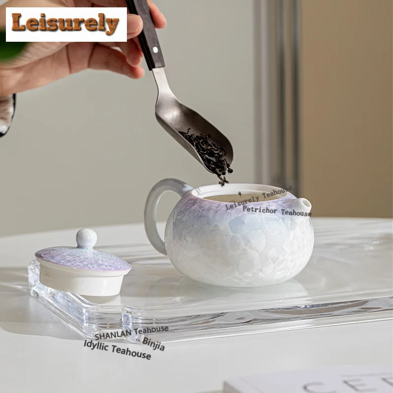200ml Kiln Fambe Crystal Glaze Xishi Teapot Handmade Tea Infuser Pot Tea Making Kettle With Ball Hole Teaware Decoration Craft