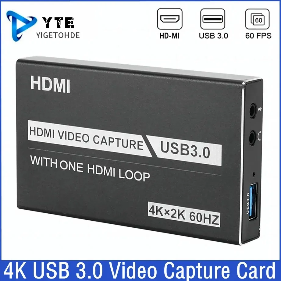 YIGETOHDE 4K USB 3.0 Video Capture Card HDMI-Compatible 1080P 60fps HD Video Recorder Grabber For OBS Capturing Game Card Live usb 3 0 video capture card 1080p 60fps 4k hdmi compatible video grabber box for macbook ps4 game camera recorder live streaming