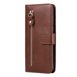 Premium Flip Magnetic Leather Wallet Phone Case with Card Slot for Honor 9A (Brown)