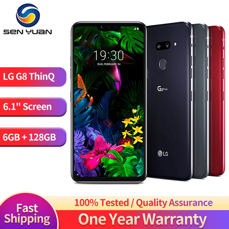 LG G8 G820UM 128G ThinQ Original Unlocked LTE Android Phone Octa Core 6.1" 6GB 16MP&12MP Fingerprint NFC Smartphone iphone se refurbished