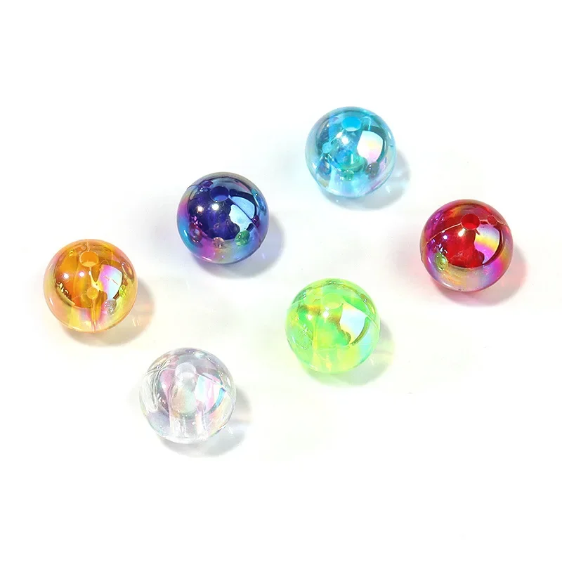 6 8 10mm Rainbow Acrílico Rodada Beads AB Cor Limpar Plástico Esfera Bead Solto Spacer Beads para Pulseira Colar Fazer Jóias