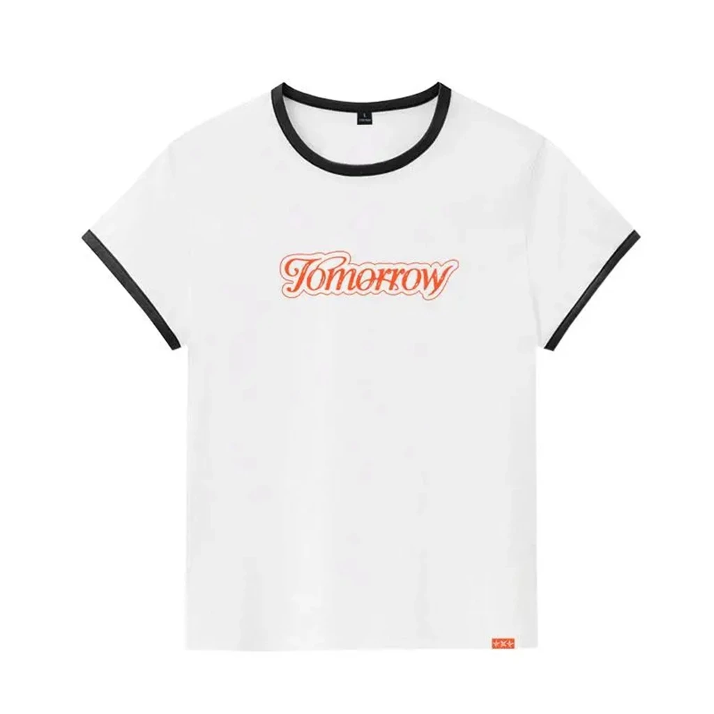 

TXTCui Ranjun's TOMORROW T-shirt 90s Girl Summer Cotton Shirt Women T-Shirt Casual Stitch Tops 00s GIRLS Mujer Street Tshirt
