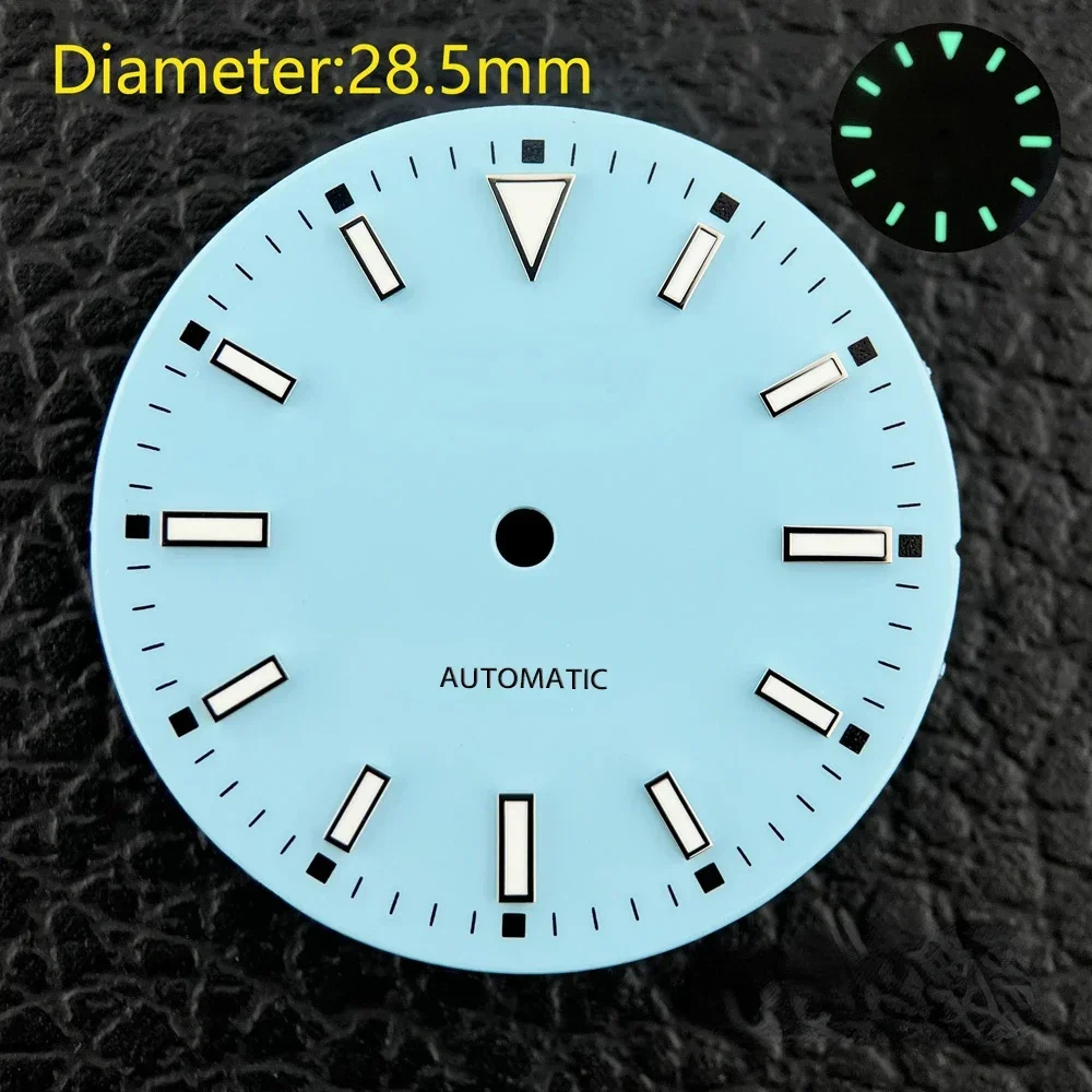 

Механические часы с логотипом S 28,5 мм, модифицированный циферблат для часов NH35/36/4R/7S, зеленые светящиеся часы, аксессуары, логотип на заказ