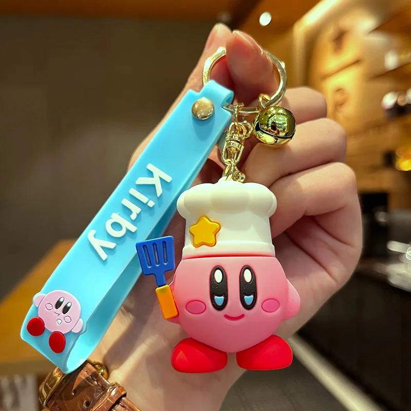 Wholesale Kawaii Kirby Keychain Star Kabi Keyring Doll Anime Figure Backpack Pendant Car Key Ring Accessories Key Chain Toy Kids images - 6