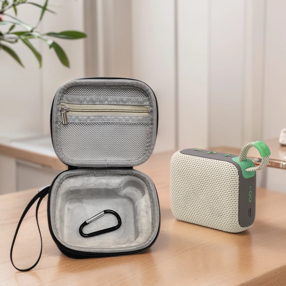 Hard Carrying Case Anti-scratch Travel Protective Case with Hand Rope & Carabiner Hardshell Case for JBL Go 4 Portable Speaker