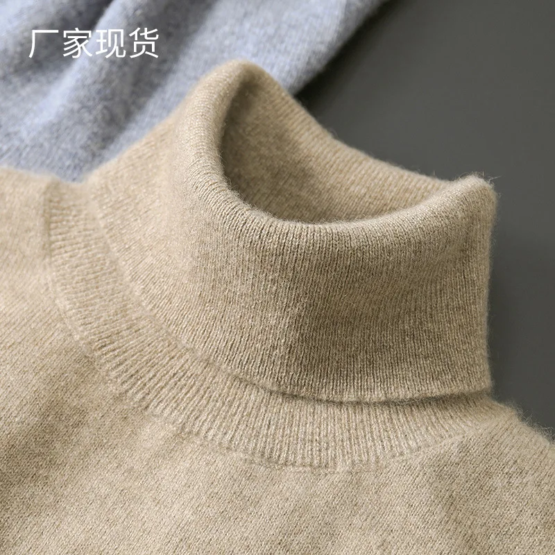 100% Pure Cashmere Wool Turtleneck Sweaters For Men Pullover 2024 Autumn Winter Soft lightweight Warm Knitted Sweater Pull Homme 4