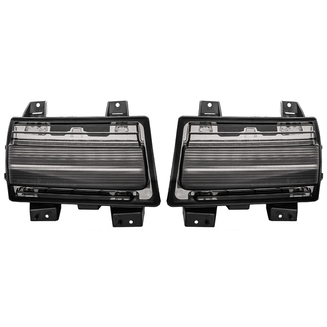 

JL LED White DRL with Amber Sequential Turn Signal Compitable for Je-ep 2018 Front Wheel Eyebrow Light with Smoke Lens