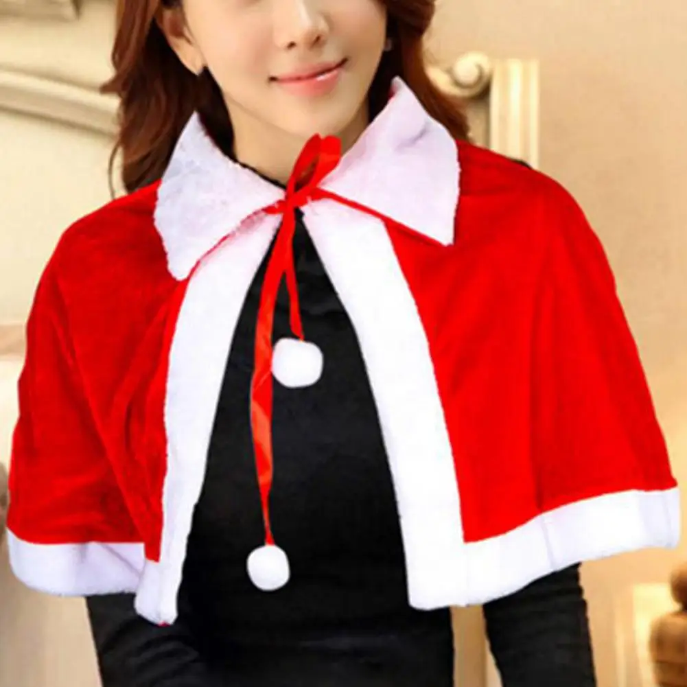 

Santa Claus Shawl Hooded Lace Up Cosplay Costume Velvet Adults Kids Christmas Xmas Cloak Cape for Christmas Dress Up Clothing