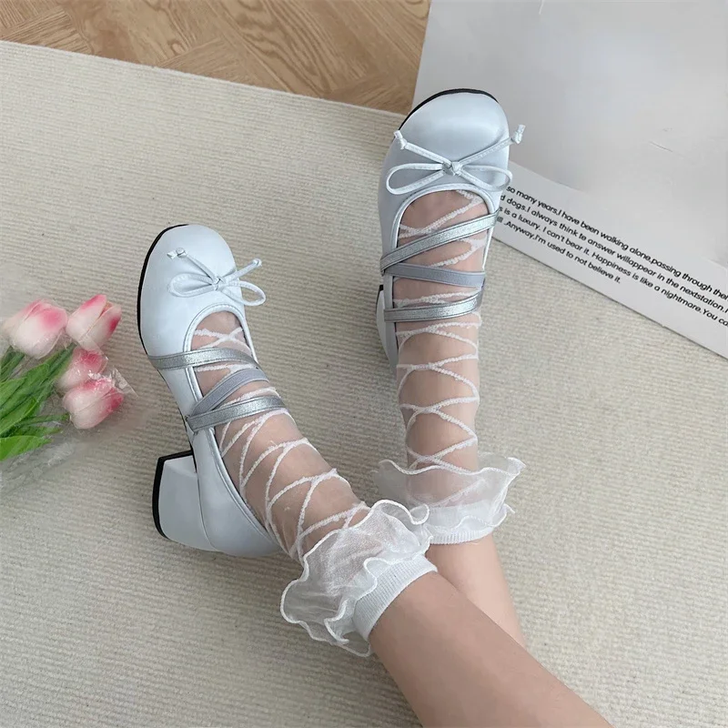 Women's Mary Jane high heels fashion party pumps elegant butterfly-knot shallow shoes mary jane shoes women pumps shoes