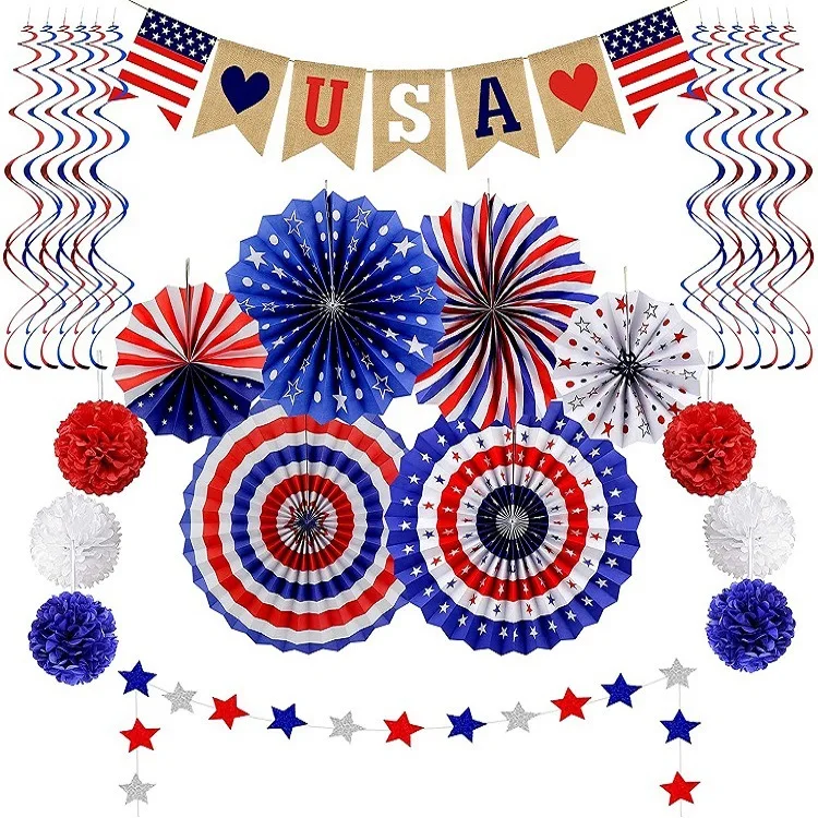 Украшение по случаю Дня независимости США бумажные цветы костюм американский