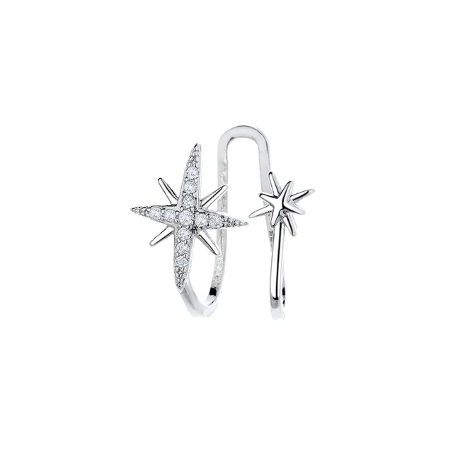 86075-50702a.jpg Boucles d'oreilles étoile Sring pour femmes, couleur argent, manchettes à Clip, sans Piercing, Kpop, bijoux à la mode, cadeaux, 1 pièce
