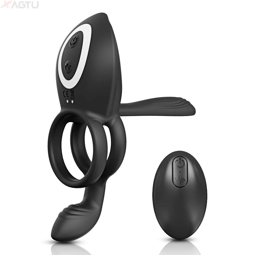 Penis Ring  Vibrating for Men Ejaculation Delay Male Erectile Cock Ring G-Spot Clitoris Anal Stimulator Adult Sex Toy for Couple