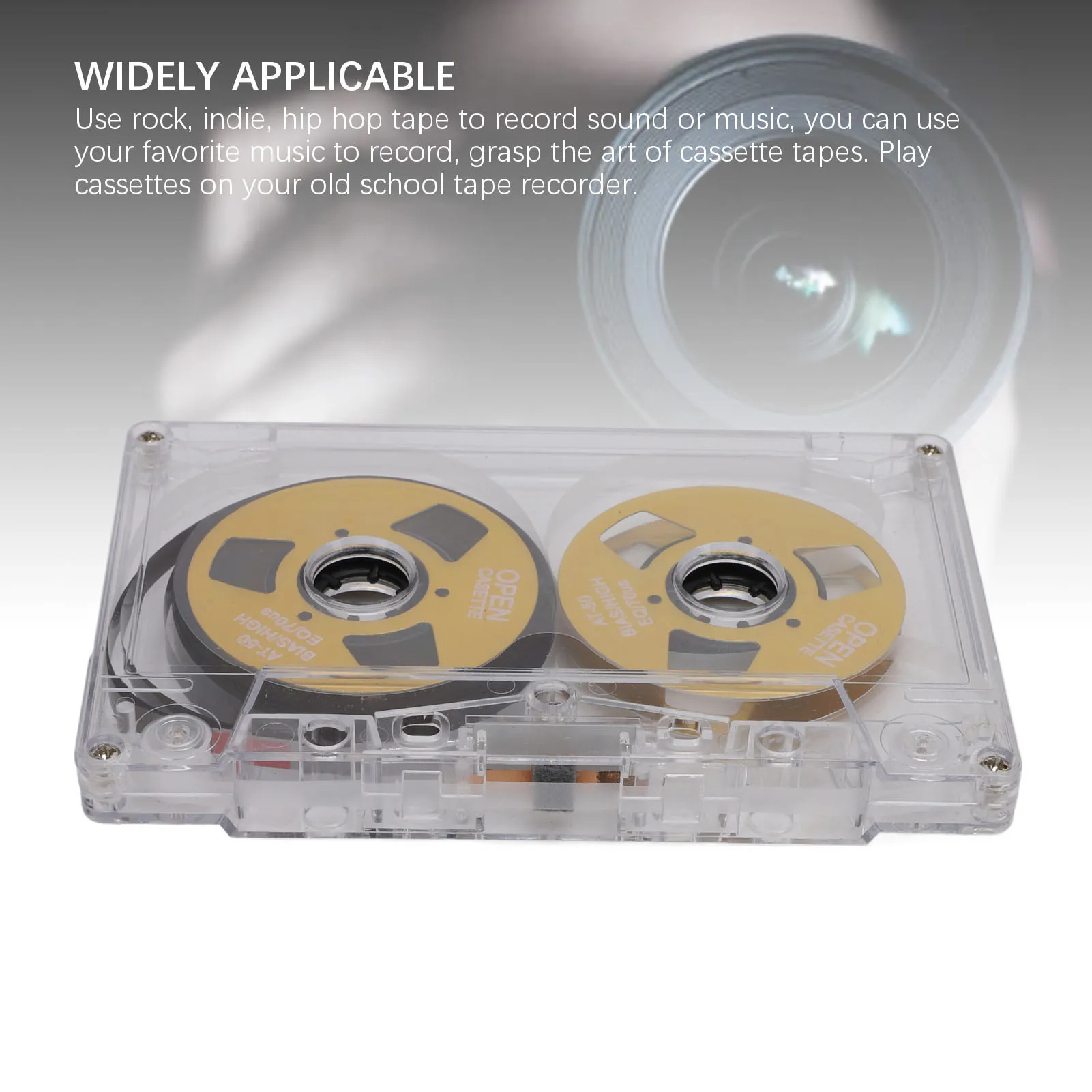 Reel to Reel Blank Cassette Tape 50 Minutes Normal Bias Double Sided Metal Sound Recording Cassette Tape with Transparent Box