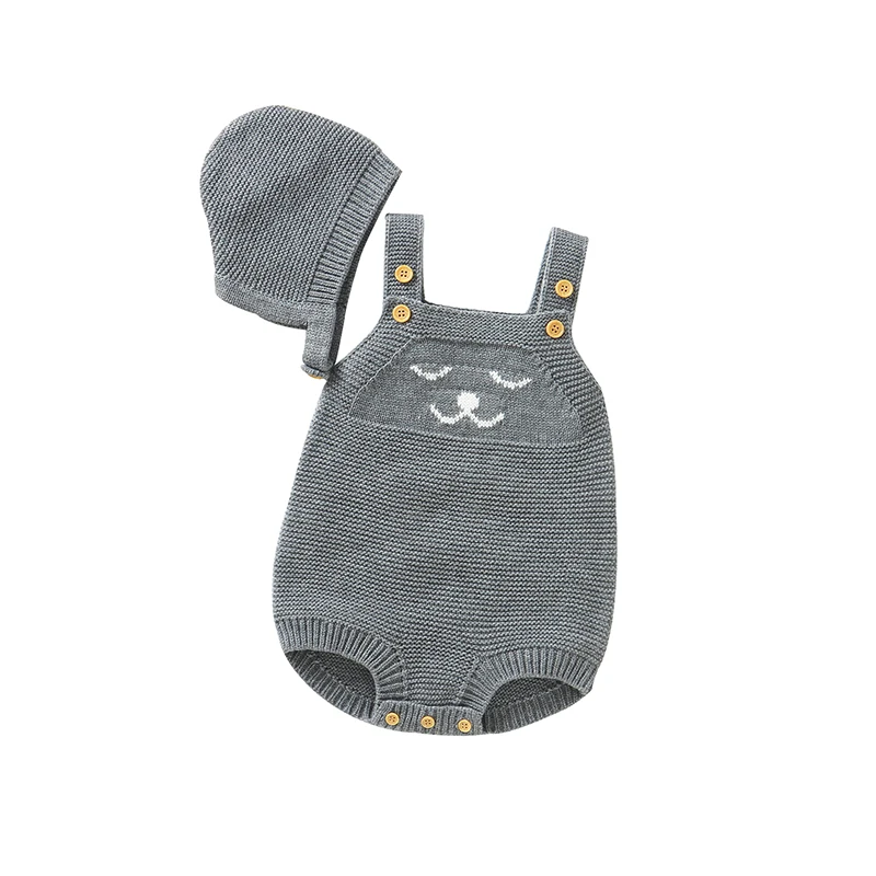 

Infant Knitted Bodysuits Clothes 0-18m Newborn Boys Girls Sleeveless Onesie Jumpsuits Hats Outfits Sets Toddler Spring Fall Wear