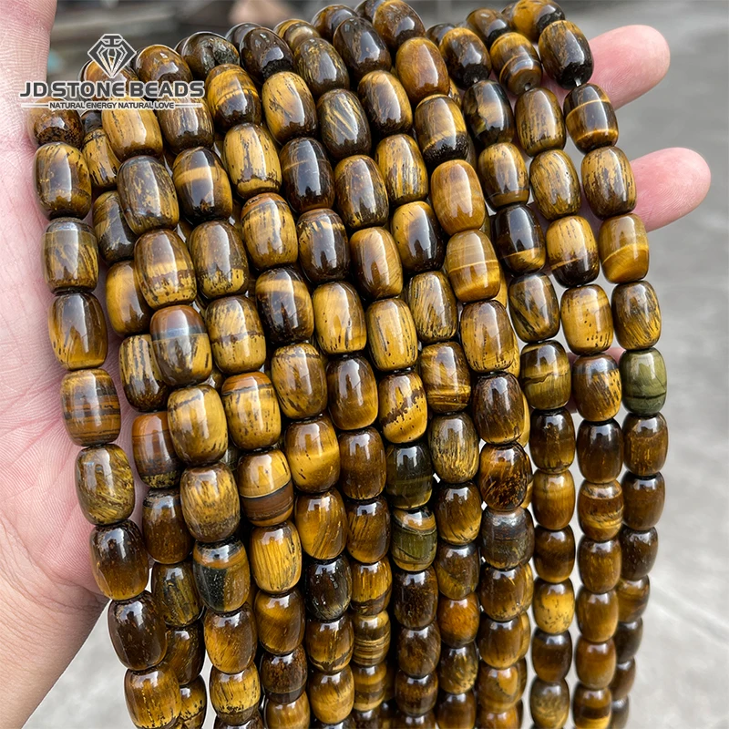 

10*14mm Natural Yellow Tiger Eye Stone Barrel Shape Beads Smooth Loose Spacer For Jewelry Making Diy Necklace Bracelet Accessory