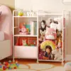 Stuffed Animal Storage - Stuffed Animal Net with Kids Bookshelf and Toy Organizer, 2-Tier White Bookshelf with Stuffed Animal 1