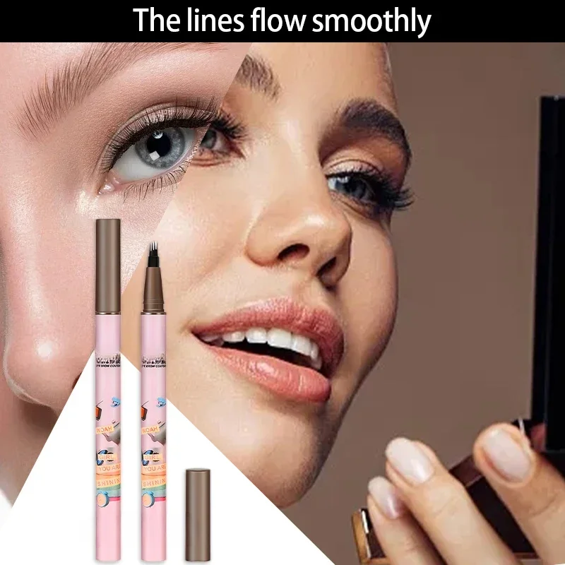 

2024 Semi-permanent four-fork Liquid Brow Pencil - waterproof, anti-sweat and non-fading natural simulation eyebrow makeup