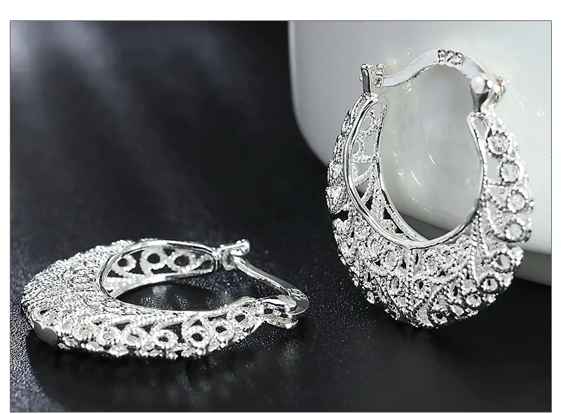 2024 neue Trend 925 Sterling Silber Feine Hohle Runde Hoop Ohrringe Für Mode Frauen Charme Partei Schmuck Geschenk Punk Ohrringe – Detail 8