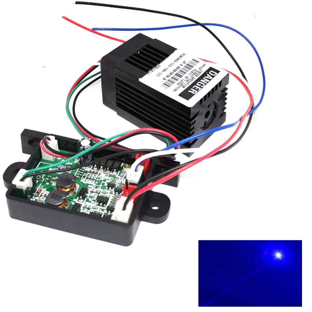 High Light 450nm Blue Laser Dot Module 100mw 300mw 500mw Stage Lighting DC12V TTL Cooling Fan