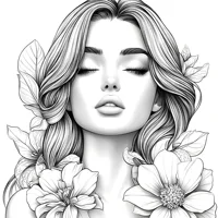 Livre d'images pour adultes : belles femmes en floraison pour une pratique du maquillage avec des portraits détaillés et des techniques de crayons à colorier 6