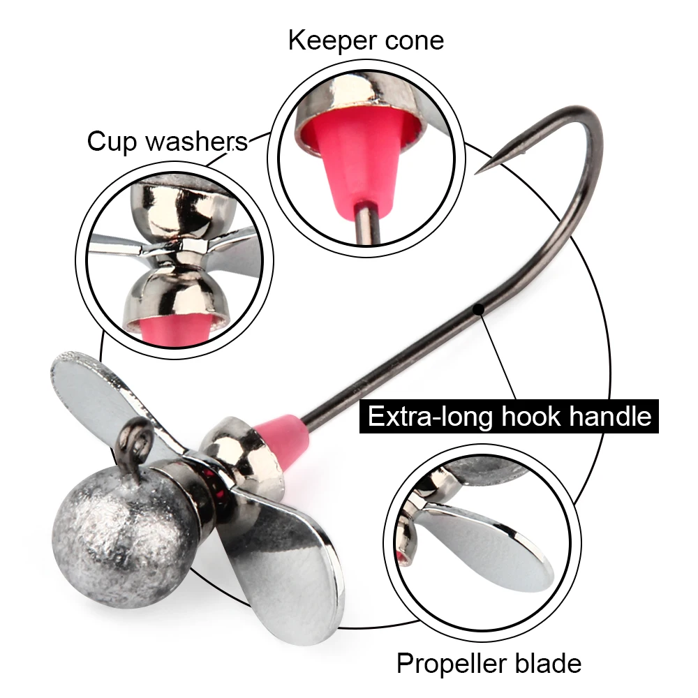 Spinpoler Propeller Ball Jig Head Hooks 5g 7g 10g 14g Swimbait Fishhook  Classic Long Shank Jig Hook Fishing Tackle 2pcs/Tackle