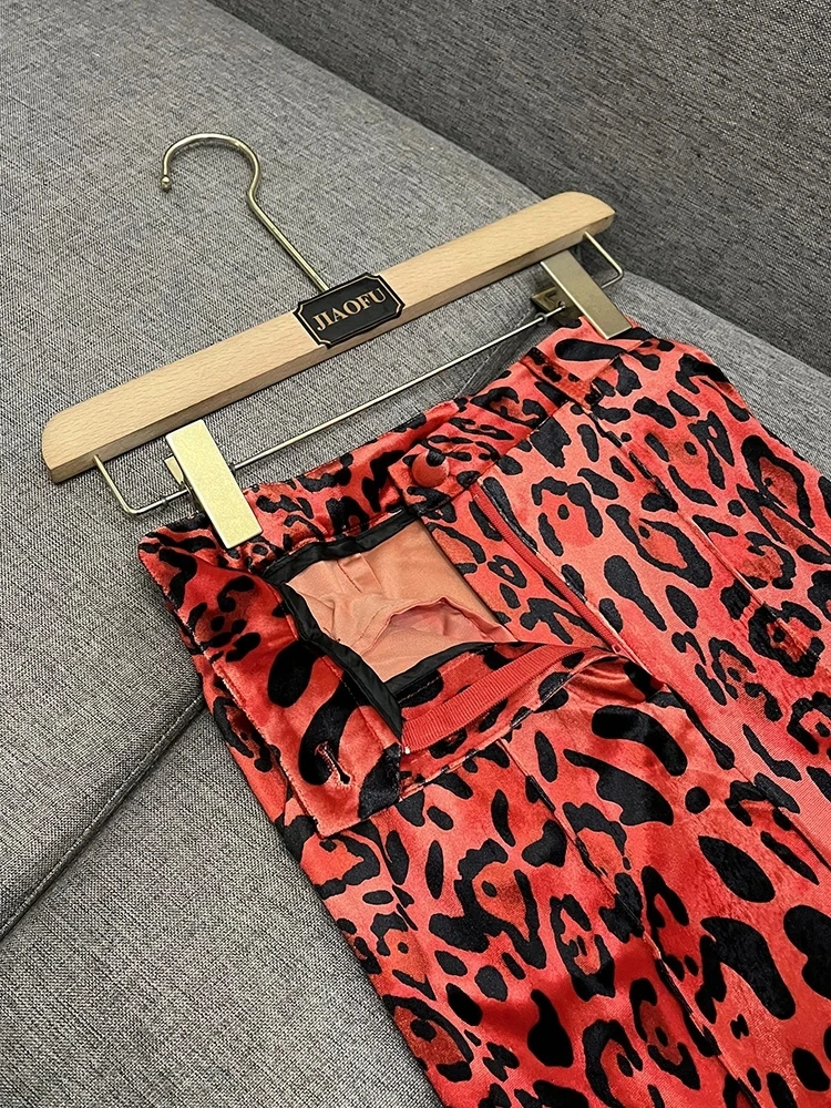 طقم بدلة مخملية بنقشة جلد النمر 2 قطعة