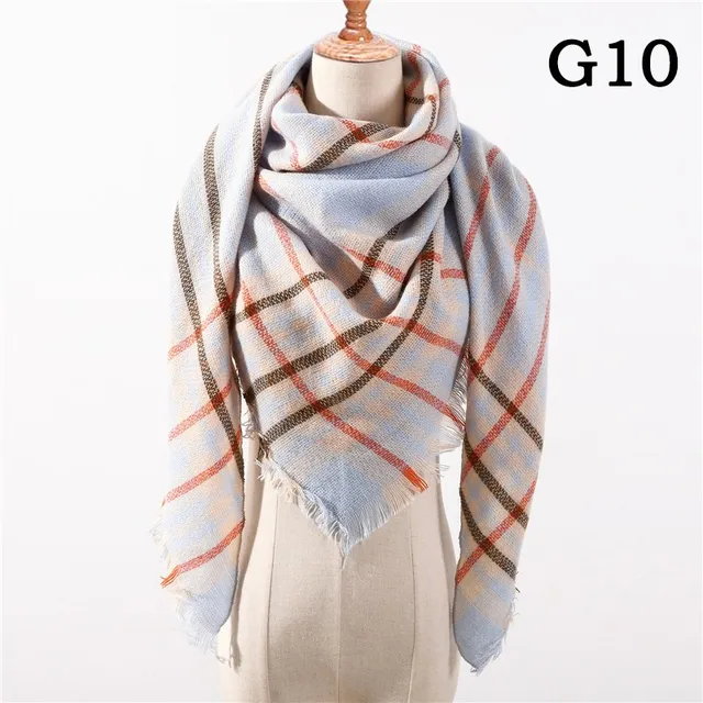 2021 new Cashmere Scarf For Women Plaid Knitted Triangle Pashmina Winter Warm Shawl Wraps Bufanda Female Soft Neck Echarpe UG-10