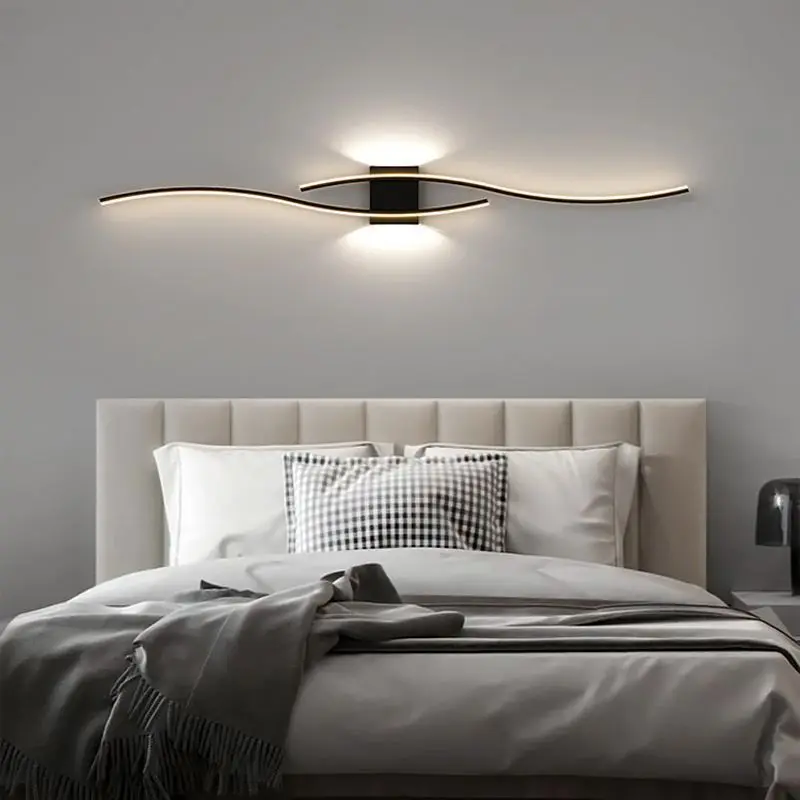 LED hyperbolic wall lamp, modern living room, dining room, bedroom, bedside, aisle, background wall lamp, home lighting fixture