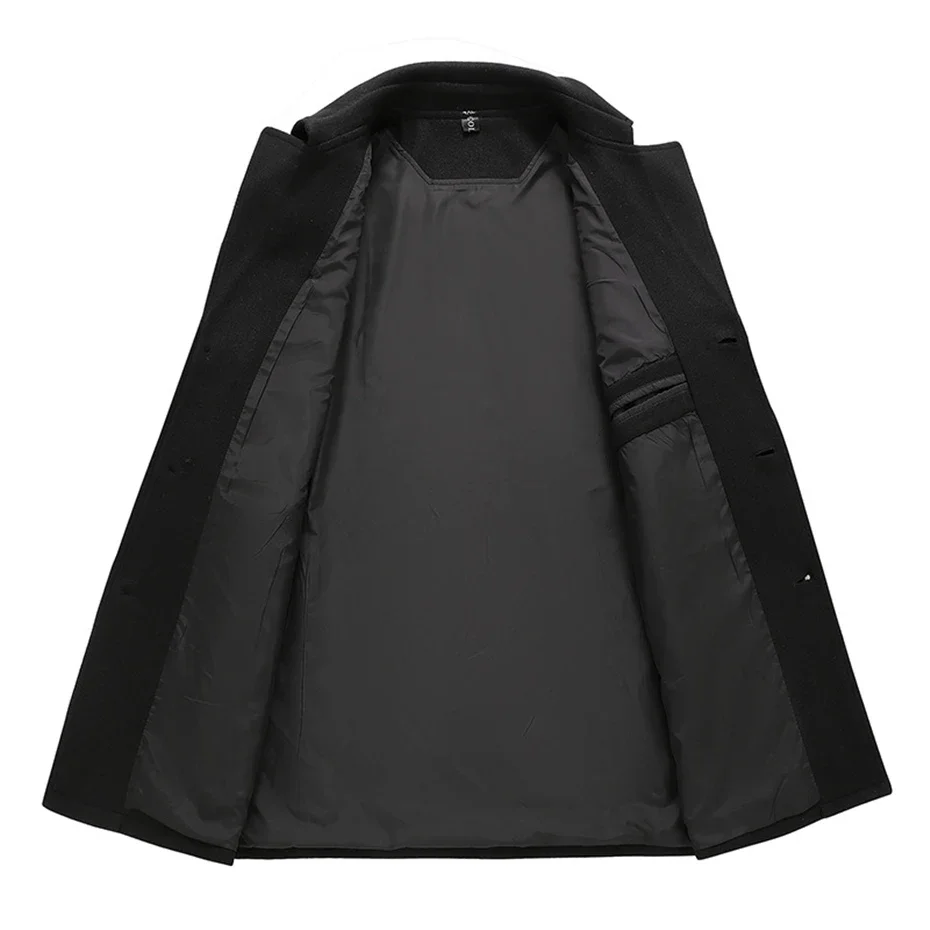 Woolen Jacket Men Plus Size 12XL Solid Color Jackets Woolen Coats Male Autumn Winter Long Style Jacket Fashion Casual 3