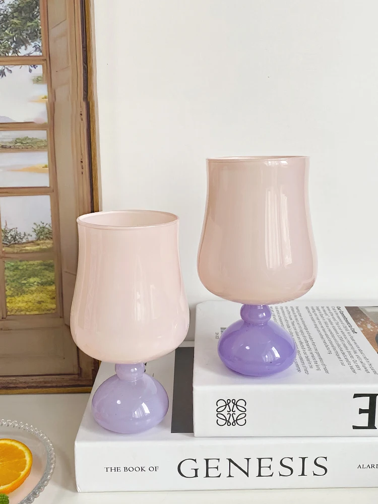 Lovely Purple Tulip Flower Cups Glass Girl's Heart Milk Glass Mug High Borosilicate Water Mug Wine Drinks Cup