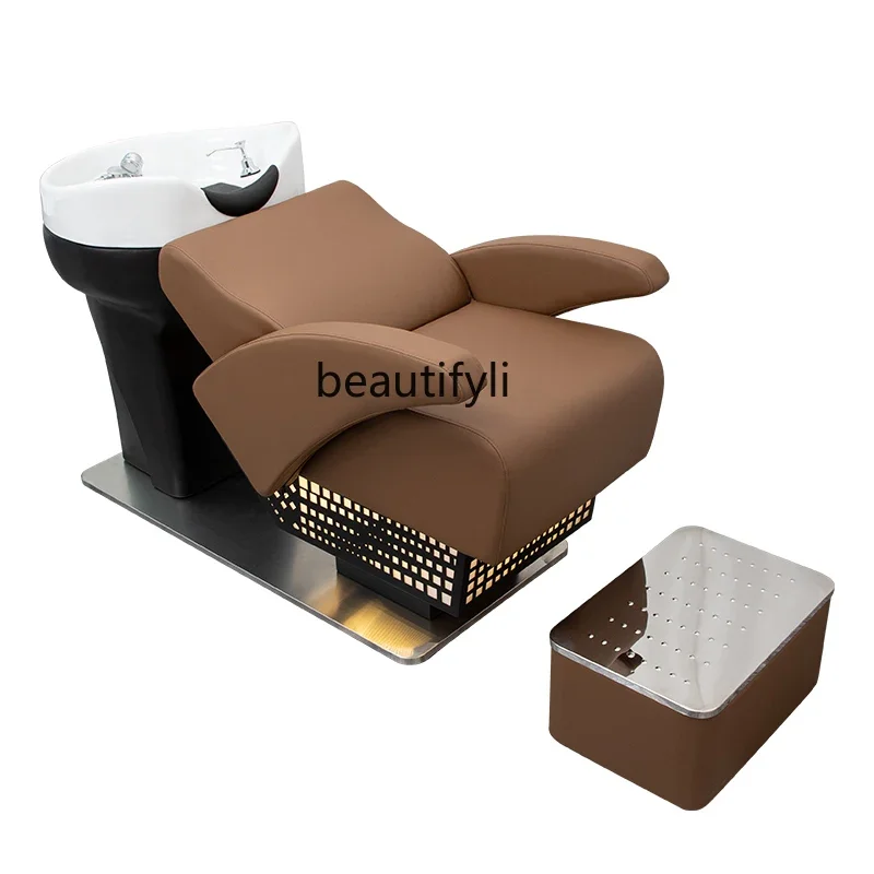 Half Lying Flushing Bed Beauty Salon Barber Shop Ceramic Bed Hair Salon with Light Shampoo Chair шампунь с биомаслом арганы hair light bio argan shampoo 255756 lbt14038 1000 мл