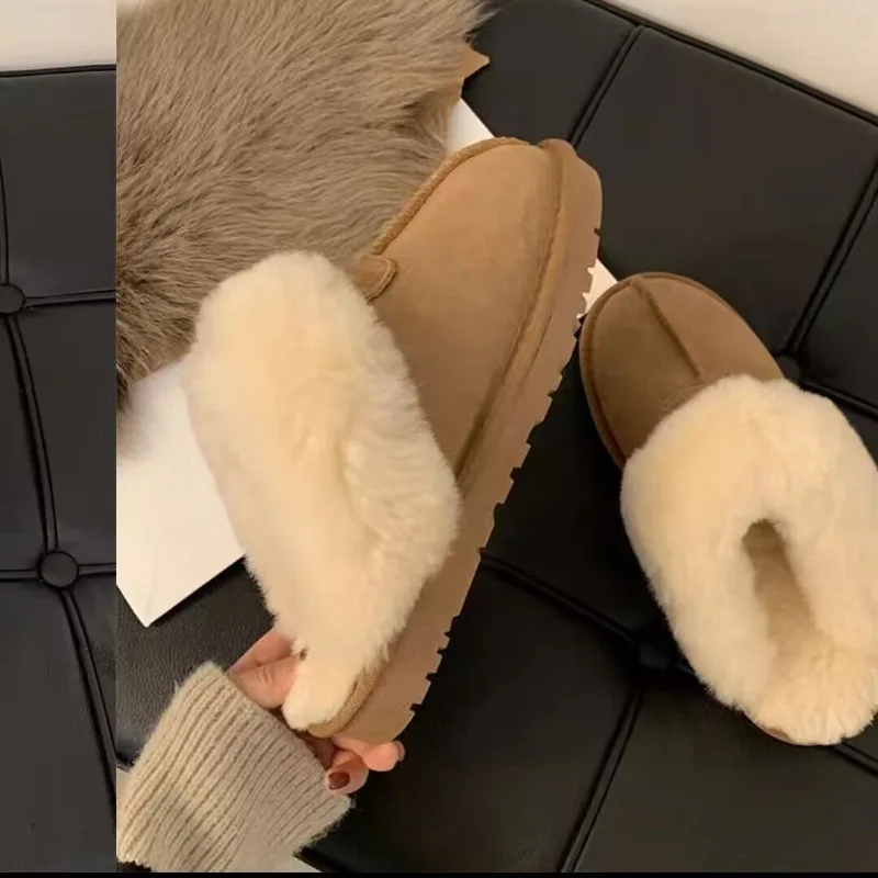 

Platform slippers women wear 2023 autumn winter sponge bottom cotton slippers warm half drag snow boots