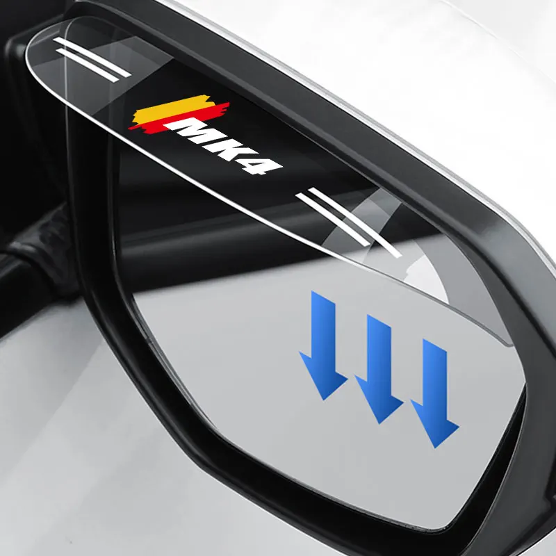 

2Pcs For VW Golf MK4 Logo Flexible PVC Car Rearview Mirror Rain Eyebrow Visor Rainproof Covers Auto Exterior Accessories