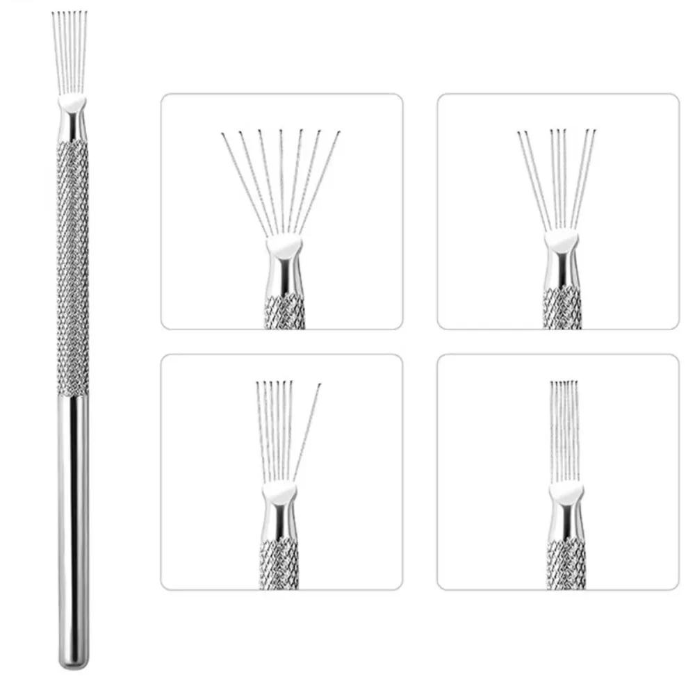 Description Picture 6 of itemStainless Steel 7-pin Nail Liner Nail Art Tools Stripe Lines Bendable Pins Nail Art Pens Gel Painting Ultra-thin Line Nail Brush