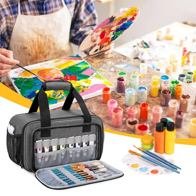 Art Supply Storage Case with Handle Strap high-capacity Acrylic Paint Organizer Bag for up to 54 Bottles (2 oz) 1