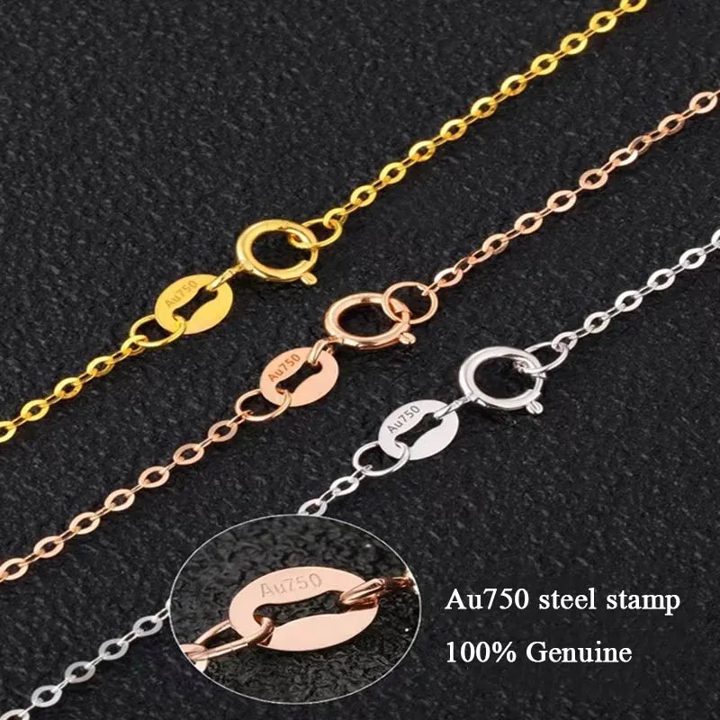 18K Gold Chain With Au750 Steel Stamp 100% Genuine for Women