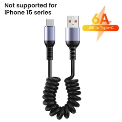 High - Speed 66W/100W Type C to Type C Spring Charging Cable, 6A Fast Charge, Compact Design (6A Type c)