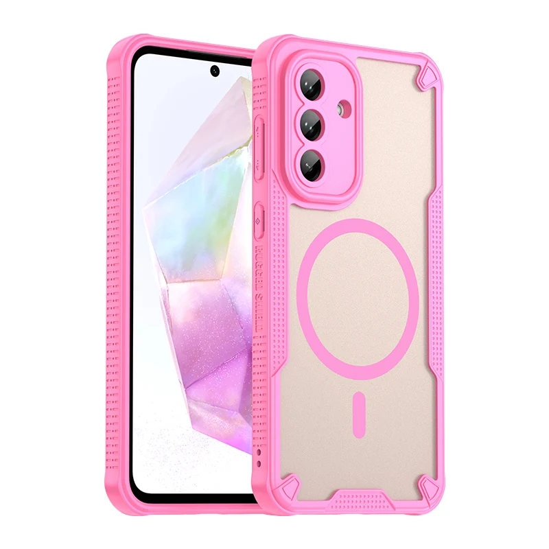 Magnetic Luxury Matte Translucent Armor Shockproof Phone Case with Magsafe Wireless Charging