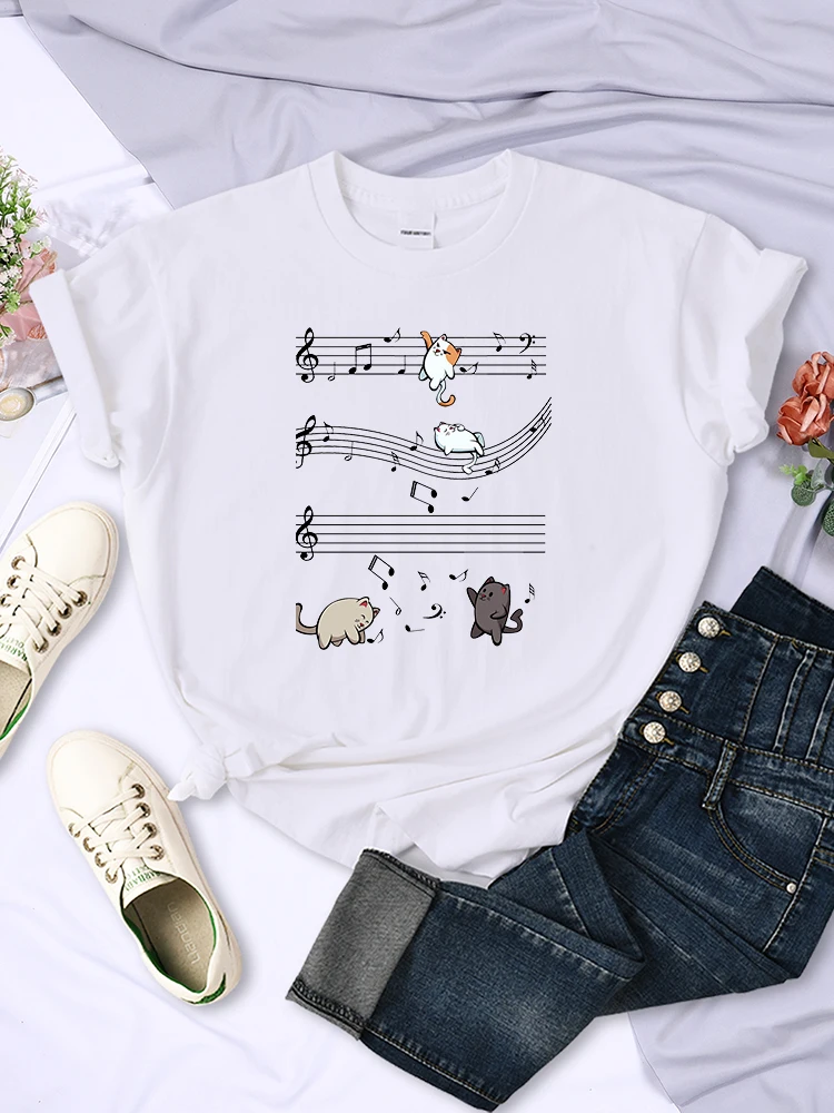 Kopie Von Musical Cats Musical Notes Printing Women Tee Clothing Comfortable T Shirt Soft Cute Tshirts Breathable Woman388_voghion.com