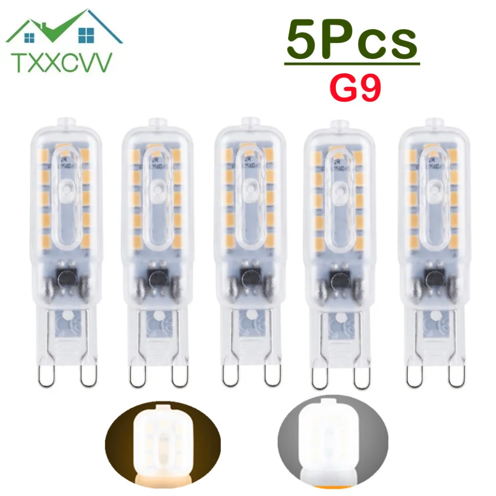 

5Pcs G9 LED Light Dimmable bulb AC 220V 3W 5W SMD 2835 Spotlight For Crystal Chandelier Replace 20W 30W Halogen Lamp Lighting