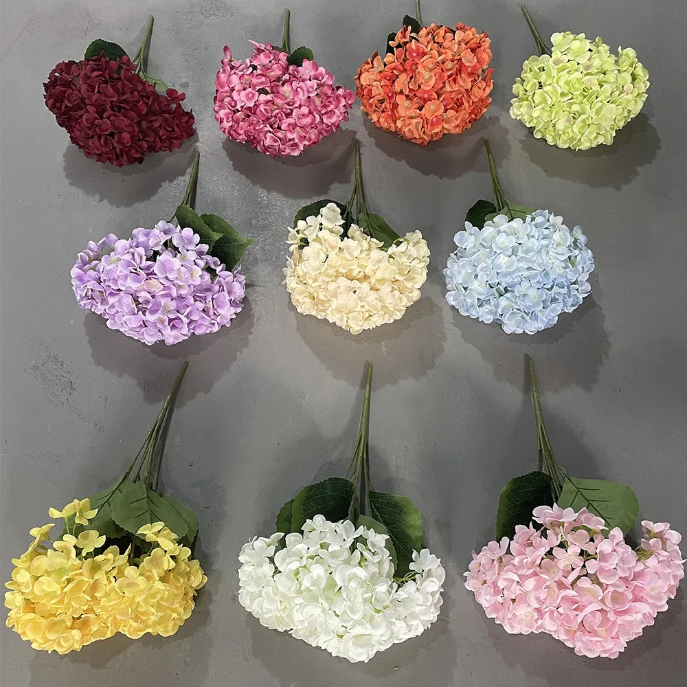 1PC Large Size 5 Heads Artificial Hydrangea Silk Decorative Fake Flowers Wedding Bridal Bouquet Wedding Floral Arrangement